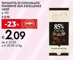 Bennet Tavoletta di cioccolato fondente 85% excellence LINDT offerta