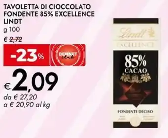 Bennet Tavoletta di cioccolato fondente 85% excellence LINDT offerta