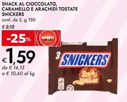 Bennet Snack al cioccolato, caramello e arachidi tostate SNICKERS offerta