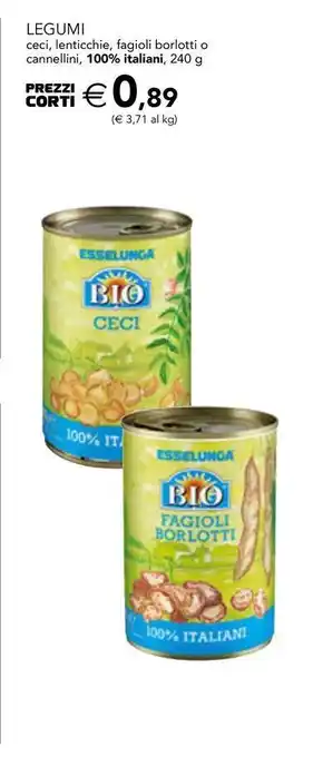 Esselunga Legumi ceci, lenticchie, fagioli borlotti o cannellini, 100% italiani offerta