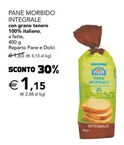 Esselunga Pane morbido integrale con grano tenero 100% italiano, a fette, offerta