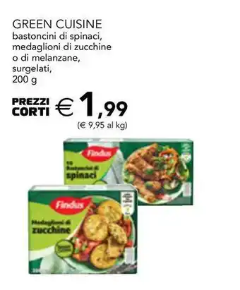 Esselunga Green cuisine bastoncini di spinaci, medaglioni di zucchine offerta