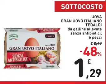 Spazio Conad Uova gran uovo italiano tedaldi da galline allevate senza antibiotici, 6 pezzi offerta