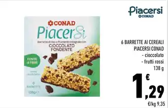 Conad 6 barrette ai cereali piacersi conad offerta