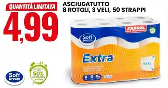 Eurospin Asciugatutto 8 rotoli, 3 veli, 50 strappi offerta