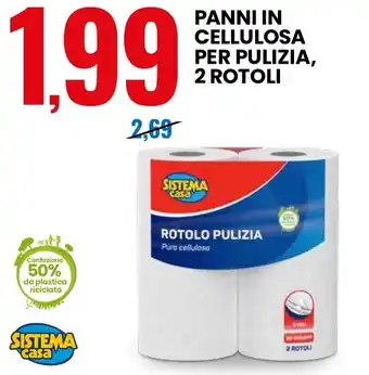 Eurospin Panni in cellulosa per pulizia, 2 rotoli offerta