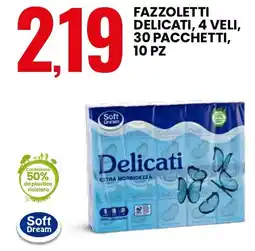 Eurospin Fazzoletti delicati, 4 veli, 30 pacchetti, 10 pz offerta