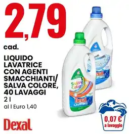 Eurospin Liquido lavatrice con agenti smacchianti/ salva colore, 40 lavaggi offerta