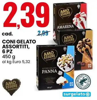 Eurospin Coni gelato assortiti, 6 pz offerta