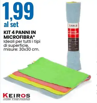 Eurospin Kit 4 panni in microfibra* offerta