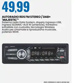 Eurospin Autoradio rds fm stereo/dab+ 'majestic'* offerta