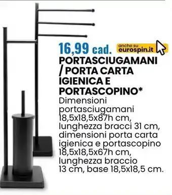 Eurospin Portasciugamani porta carta igienica e portascopino offerta