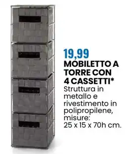 Eurospin Mobiletto a torre con 4 cassetti offerta