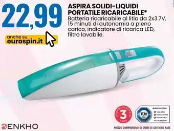 Eurospin ASPIRA SOLIDI-LIQUIDI PORTATILE RICARICABILE offerta