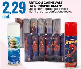 Eurospin Articoli carnevale frozen/spiderman offerta