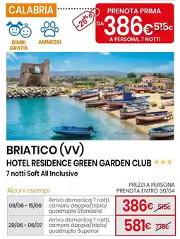 Eurospin Briatico (vv) hotel residence green garden club offerta