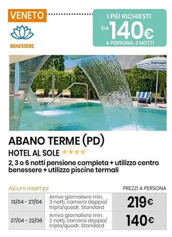 Eurospin Abano terme (pd) hotel al sole offerta