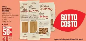 Panorama Pasta di semola rummo spaghettoni grossi, fusilli o penne offerta