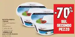 Panorama Ricotta fresca i tesori 100% latte italiano 2 pezzi offerta