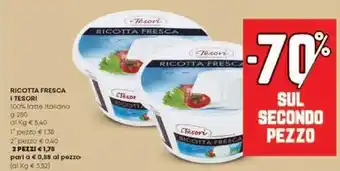 Panorama Ricotta fresca i tesori 100% latte italiano 2 pezzi offerta