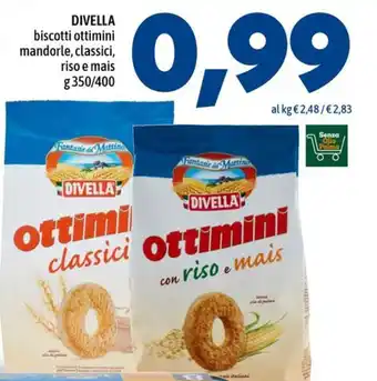 MEGA DIVELLA biscotti ottimini mandorle, classici, riso e mais offerta