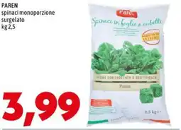 MEGA PAREN spinaci monoporzione surgelato offerta