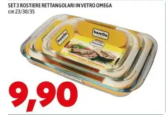 MEGA Set 3 rostiere rettangolari in vetro omega offerta