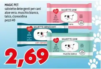 MEGA MAGIC PET salviette detergenti per cani aloe vera, muschio bianco, talco, clorexidina offerta