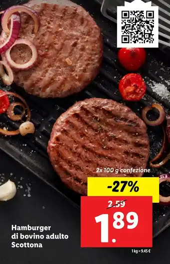 Lidl Hamburger di bovino adulto Scottona offerta