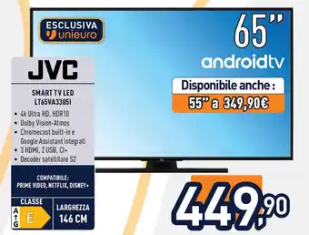 Unieuro JVC Smart tv led lt65va33051 offerta