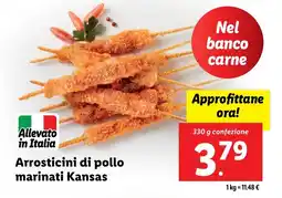 Lidl Arrosticini di pollo marinati Kansas offerta