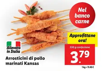 Lidl Arrosticini di pollo marinati Kansas offerta