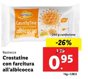 Lidl Nastrecce Crostatine con farcitura all'albicocca offerta