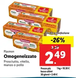 Lidl Plasmon Omogeneizzato offerta