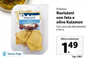 Lidl Eridanous Ravioloni con feta e olive Kalamon offerta