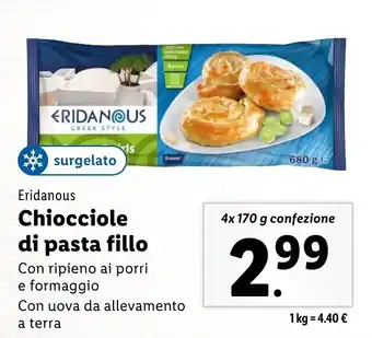 Lidl Eridanous Chiocciole di pasta fillo offerta