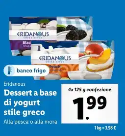 Lidl Eridanous Dessert a base di yogurt stile greco offerta