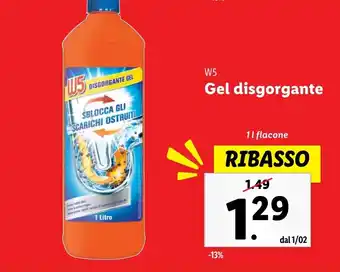 Lidl W5 Gel disgorgante offerta