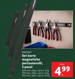 Lidl PARKSIDE Set barre magnetiche portautensili, 3 pezzi offerta