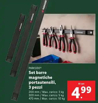 Lidl PARKSIDE Set barre magnetiche portautensili, 3 pezzi offerta