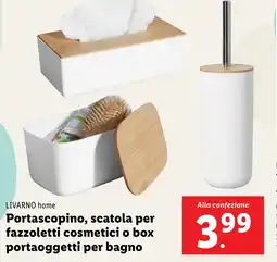 Lidl LIVARNO home Portascopino, scatola per fazzoletti cosmetici o box portaoggetti per bagno offerta