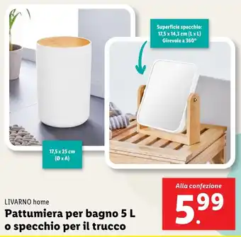 Lidl LIVARNO home Pattumiera per bagno 5 L o specchio per il trucco offerta