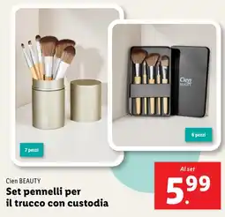 Lidl Cien BEAUTY Set pennelli per il trucco con custodia offerta