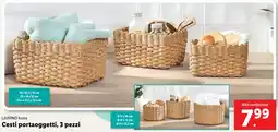 Lidl LIVARNO home Cesti portaoggetti, 3 pezzi offerta