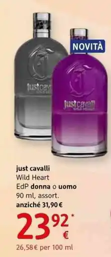 dm drogerie markt Just cavalli wild heart edp donna o uomo,  assort. offerta