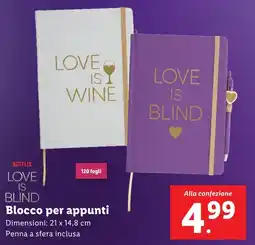 Lidl LOVE IS BLIND Blocco per appunti offerta