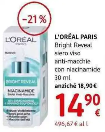 dm drogerie markt L'oréal paris bright reveal siero viso anti-macchie con niacinamide 30 ml offerta