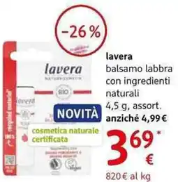 dm drogerie markt lavera balsamo labbra con ingredienti naturali assort. offerta