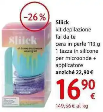 dm drogerie markt Sliick kit depilazione fai da te cera in perle 1 tazza in silicone per microonde + applicatore offerta