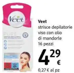 dm drogerie markt Veet strisce depilatorie viso con olio di mandorle 16 pezzi offerta